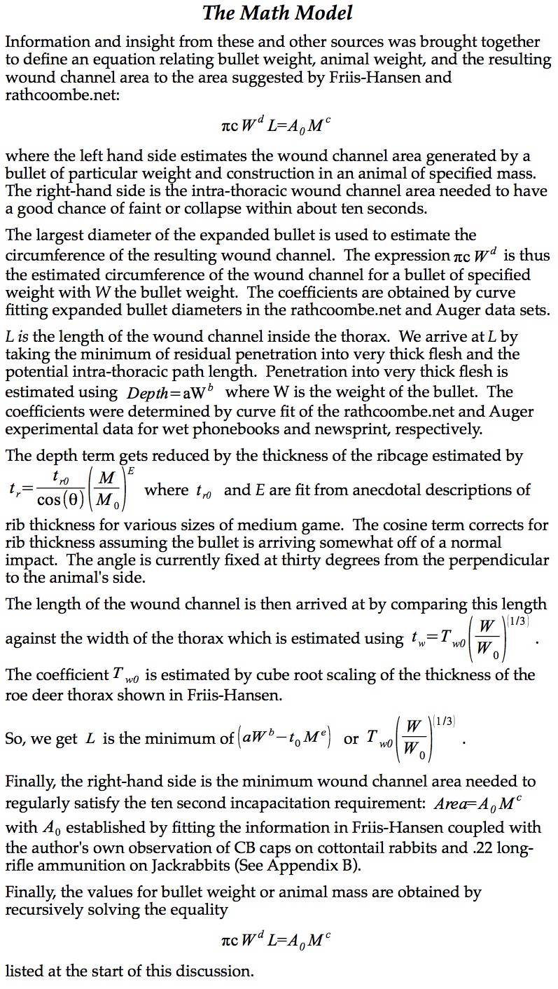 Math model for Ideal Bullet Weight